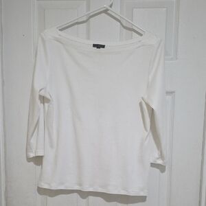 Talbots White Boatneck Long Sleeve Top